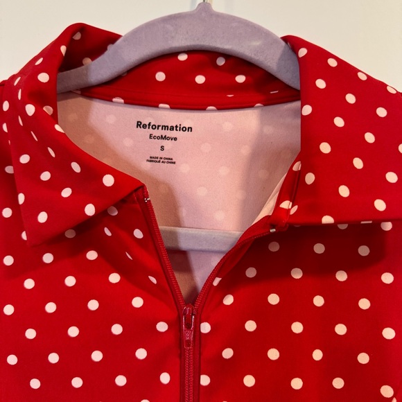 NWT Reformation tennis Leslie Ecomove Zip Front Active Dress Red Polka Dots - Picture 4 of 4